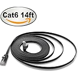 Ethernet Cable Cat6 Flat 14ft Black,jadaol Network Cable Cat 6 Flat Ethernet Patch Cable,internet Cable with Rj45 Connectors-14 Feet Black (4.2 Meters)