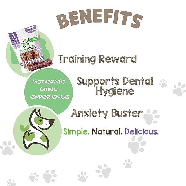 NATURE GNAWS BEEF TRACHEA CRUNCH WRAPS FOR DOGS (3 COUNT) – LONG LASTING NATURAL BEEF JERKY DOG CHEW BONES – RAWHIDE FREE