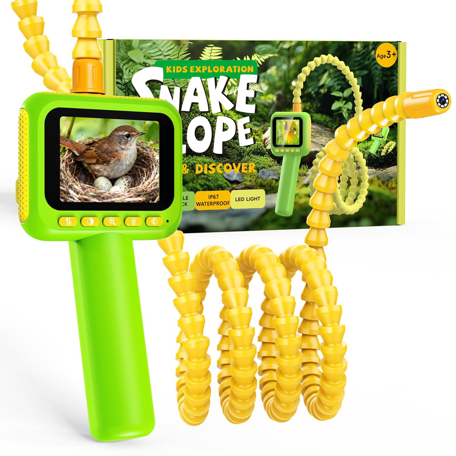 Endoscope for Kids, Borescope Snake Camera Toy with Lights, STEM Educational Science Toy for Outdoor Camping Nature Exploration, Birthday Gifts for Boys & Girls