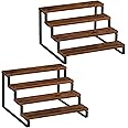 Giikin 4 Tier Spice Rack, Set of 2 Wooden Spice Rack for Countertop, Kitchen Counter Storage Shelves Cupcake Stand Holder Display Stand, Rustic Brown