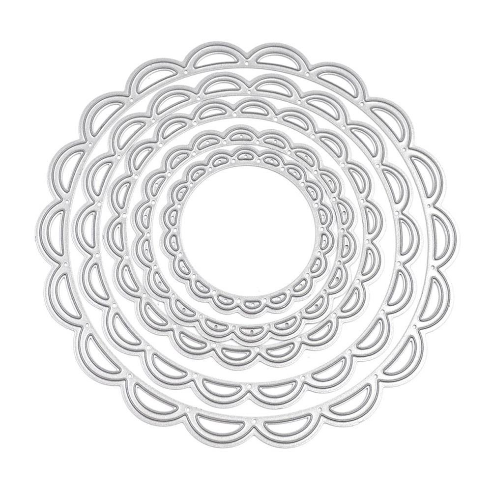 U-horizon 5pcs Flower Circle Cutting Dies, DIY Scrapbooking Metal Embossing Stencil For Album Paper Card Art Craft Decoration Gift