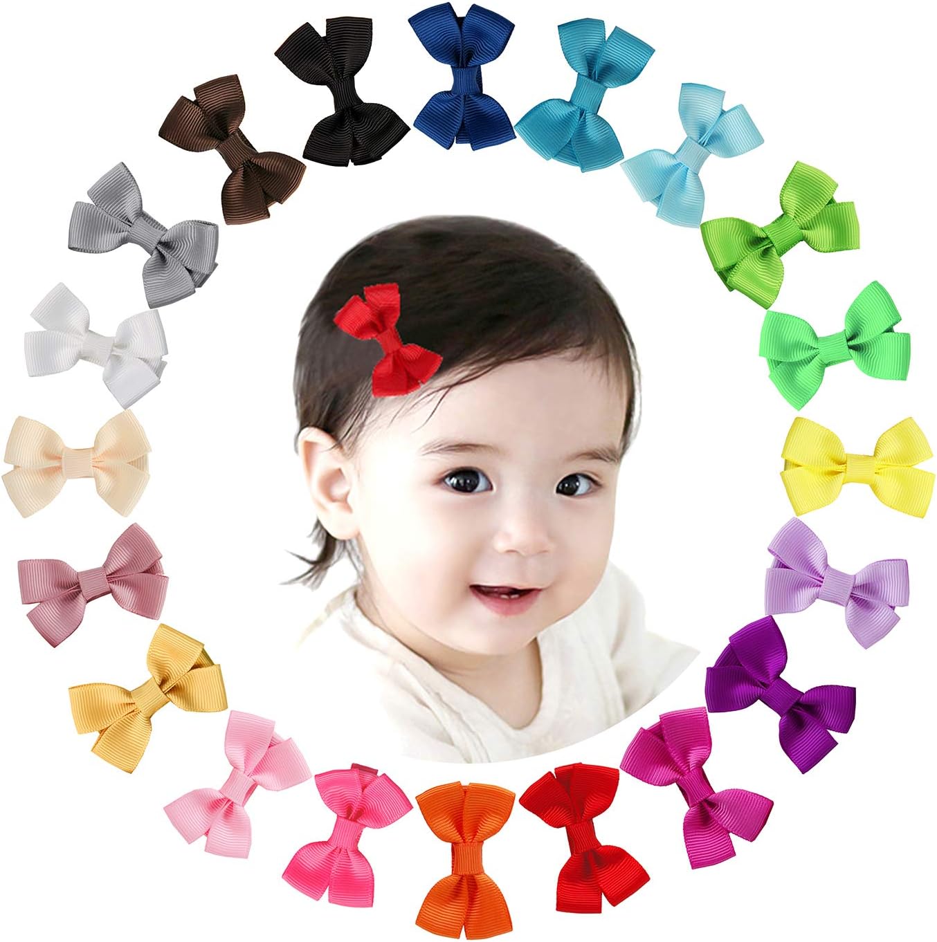 ShemayTiny 2 inches Hair Bows Fully Covered Hair Clips for Baby Girls Toddlers Infants