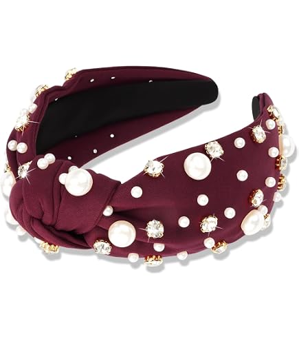 Amazon.com : Wecoe 2 Pack Knotted Headbands Rhinestone Pearl  display picture 1