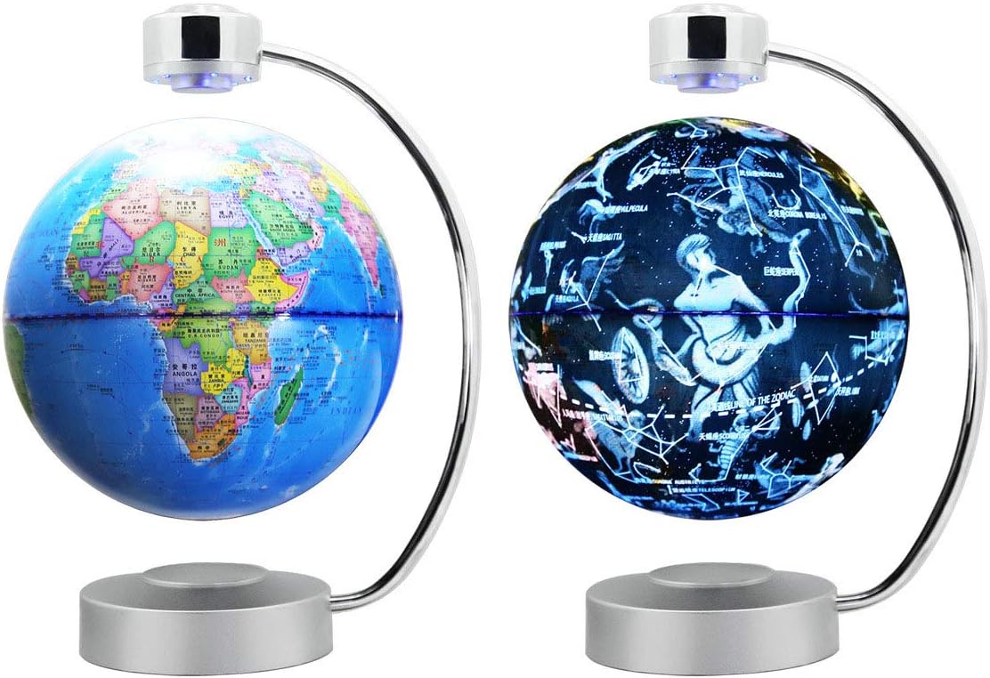Magnetic Levitation Floating Globe, Momaa 8" Anti-Gravity World Map/Constellation Dual Purpose Floating World Globes Interactive Educational Gift for Kids