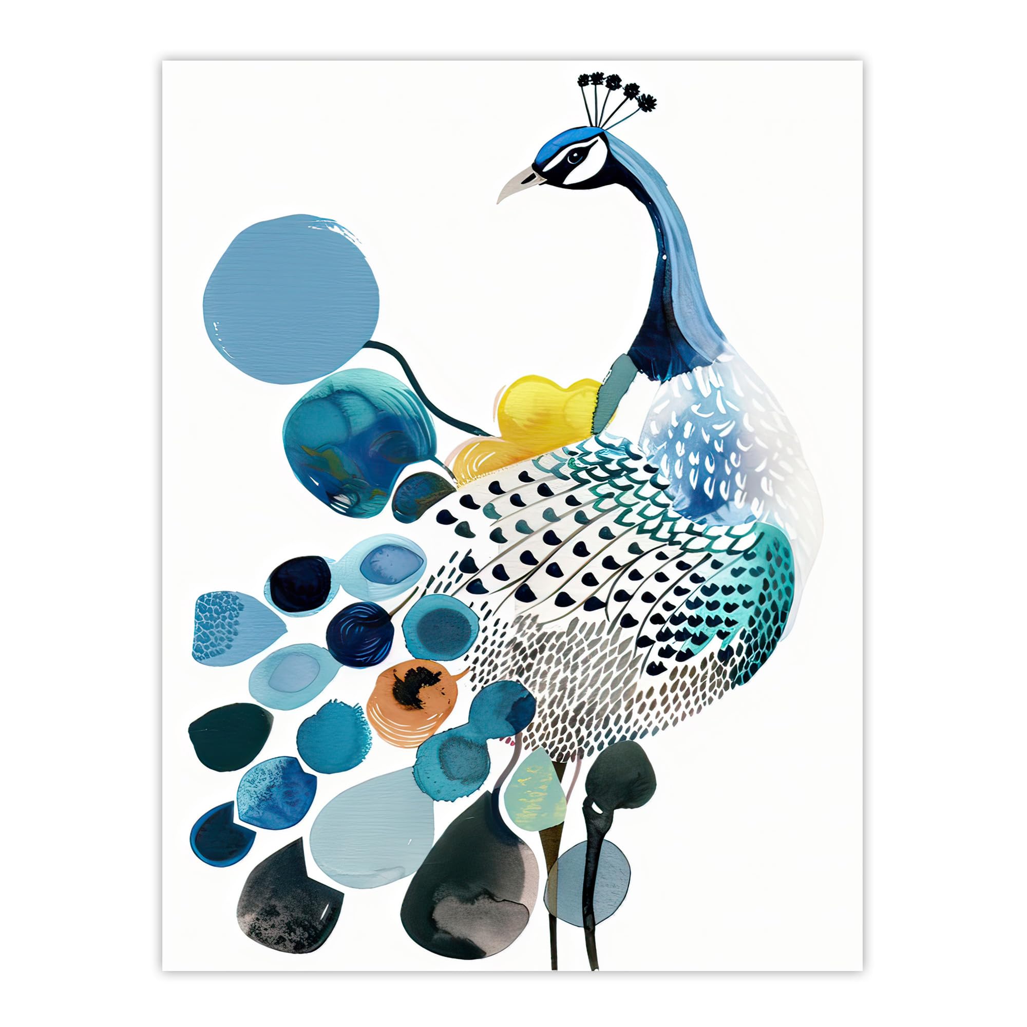 Artery8 Abstract Pattern Peacock Bird Bright Watercolour Living Room Extra Large XL Wall Art Poster Print
