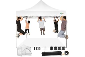 COBIZI 10x10 Pop Up Canopy Tent with 4 sidewalls Commercial Heavy Duty Canopy UPF 50+ All Weather Waterproof Outdoor Canopy Wedding Tents for Parties Gazebo with Roller Bag, White (Windproof Upgraded)