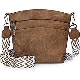 CHXDSY Crossbody Bags for Women Leather Brown Shoulder Purse Hobo Style Trendy Purses Daily Use Adjustable Strap (brown)