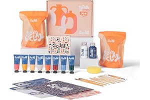 Sculpd - The Original Pottery Kit - Complete Air Dry Clay Kit for Adults Includes Sculpting Tools, Varnish, Paint Brushes, Guides, Arts & Crafts Sets, Gloss Varnish with Earth Tones
