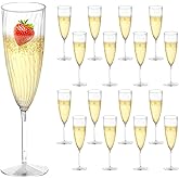 STNRST-IN 16 Pack Disposable Champagne Flutes, 6oz Clear Wine Cups, Plastic Champagne Glasses with Long Stem, Glitter Cocktail Glasses for Home Daily Life Party Birthday Wedding Toasting Drinking
