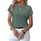 WIHOLL Short Sleeve Sweater for Women Summer Tops Crew Neck Fashion Clothing Tshirts Shirts Travel Outfits Dressy Casual
