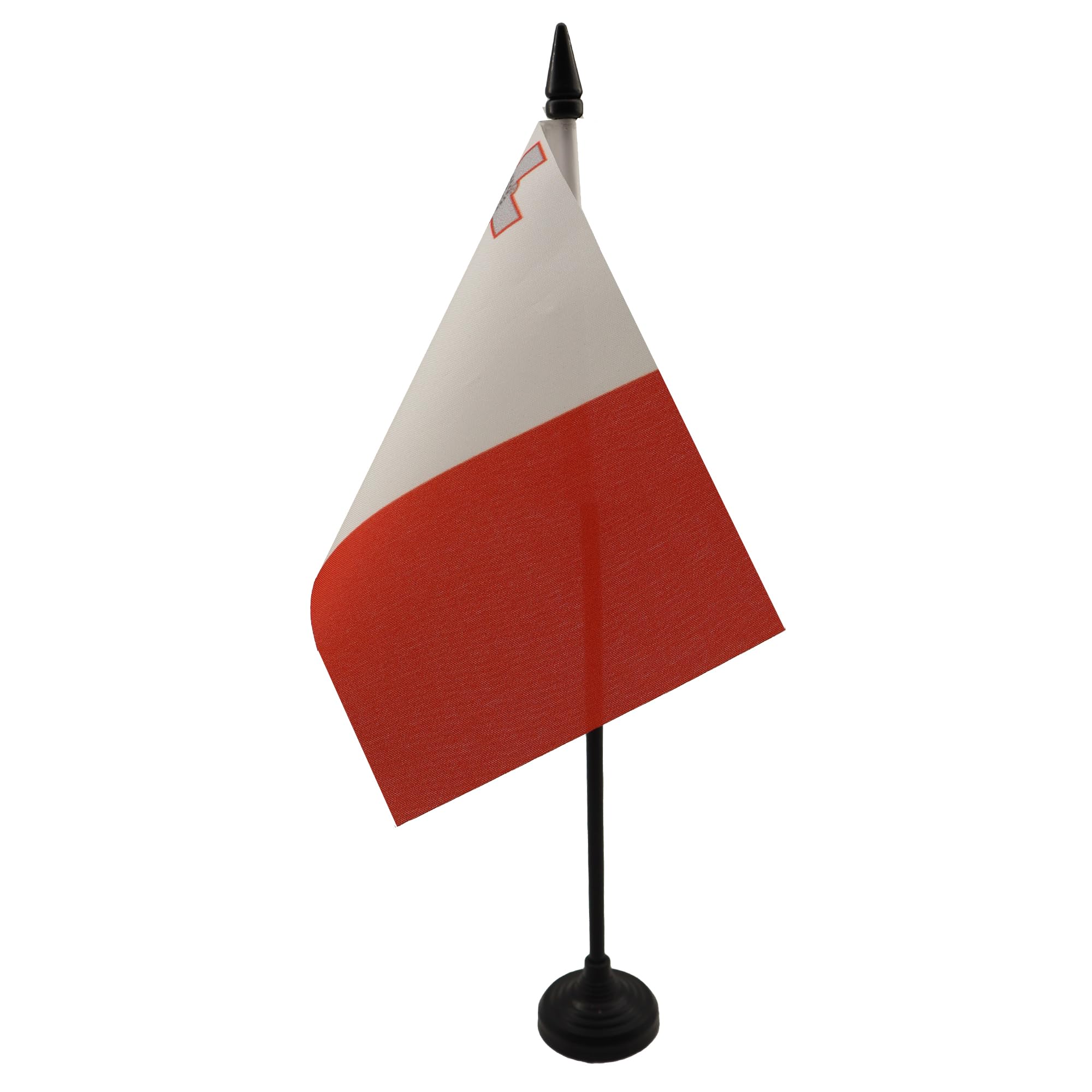 AZ FLAG - Malta Table Flag 4'' x 6'' - Maltese Office Mini Banner 100% Polyester 15 x 10 cm - Mini Desk Flag with 10'' Pole and Black Plastic Base