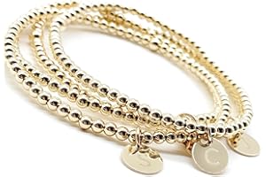 Gold Initial Bracelet for Women, 14k Gold Filled Dainty Gold Bracelet A-Z Letter Charm Disc Bracelet Fashion Simple Jewelry B