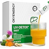 OxyEnergy Liver Cleanse Detox &amp; Repair, Organic Milk Thistle Liver Detox Supplement with Turmeric, Ginger, 5-in-1 Support Liver Health &amp; Digestion &amp; Hangover Relief, Vegetarian, Gluten-Free, 30 Packs