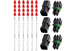 Swpeet 54Pcs 4Pin Male & Female Pin Waterproof Automotive Electrical Wire Connectors Terminals Plug with Rubber Cable Seal As