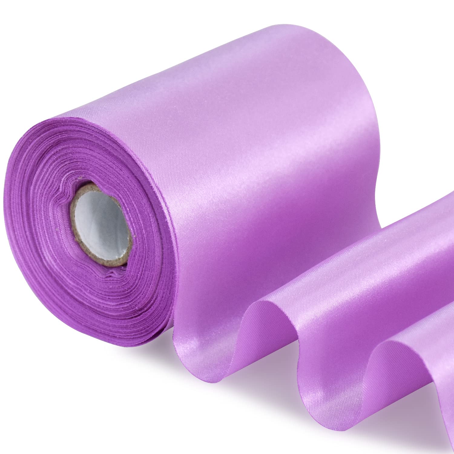 TONIFUL Lavender Wide Satin Ribbon - 100mm x 20m Purple Satin Ribbons Solid Fabric Ribbons for Gift Wrapping Christmas Tree Wedding Car Chair Pageant Sashes Grand Opening Festival Party Decor