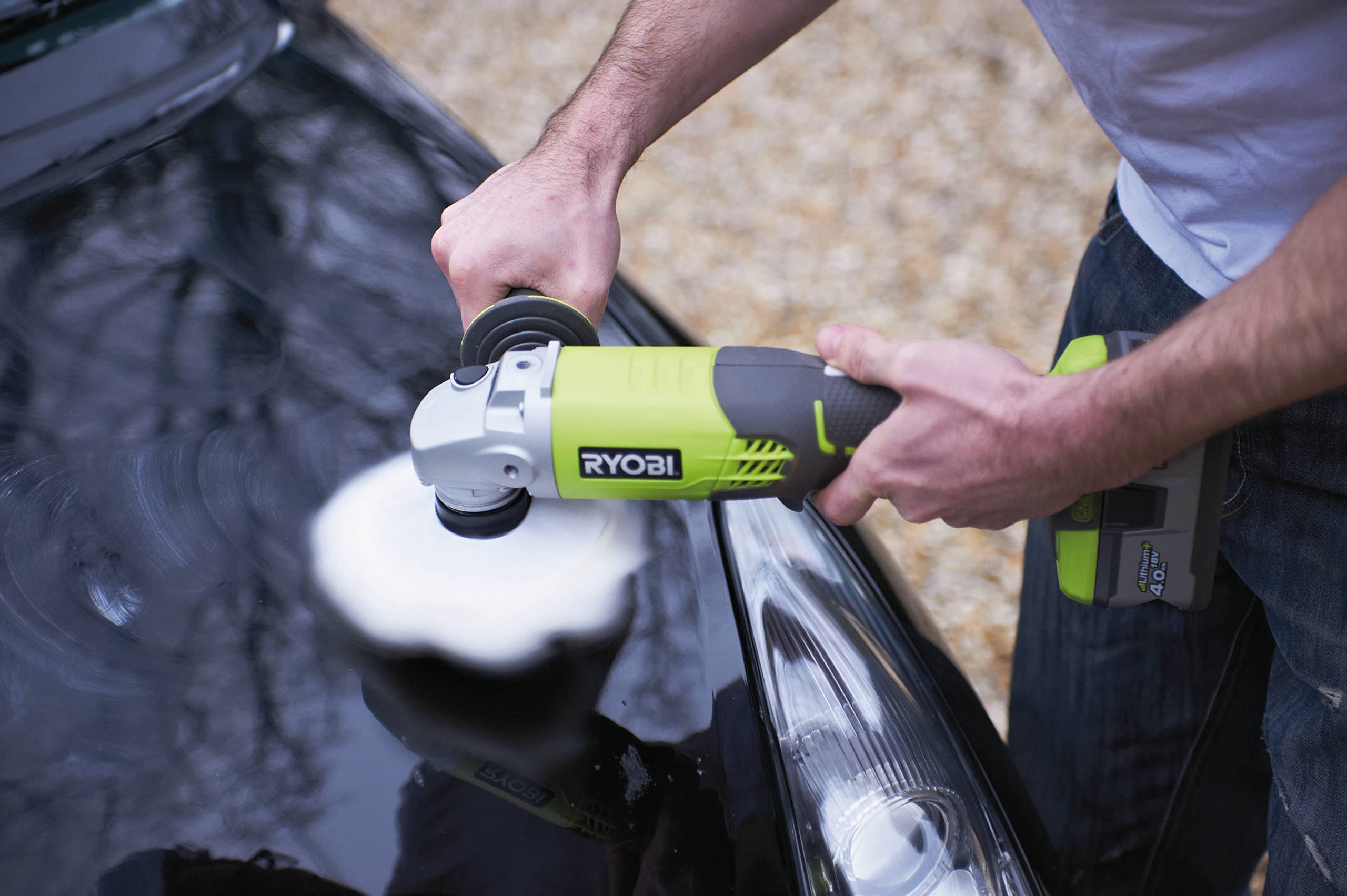 RYOBI - Combo 2 Werkzeuge: 1x Bohrschrauber R18DD3-0 + 1x Winkelschleifer 115mm R18AG-0 + 2x Akku 2,0Ah + 1x Schnellladegerät 2,0A im Transportbeutel - R18DDAG-220S 3