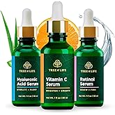 Tree of Life Beauty Facial Skin Care Set, Firming, Hydrating, Dry Face, Dermatologist Tested - Trio Power Kit, Vitamin C, Retinol and Hyaluronic Acid, 3 count of 1 Fl Oz