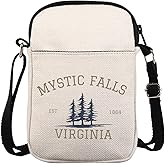 Vampire TV Show Inspired Crossbody Purse Bag TVD Enthusiasts Carry-on Bag Vampire Gift Mystic Falls Virginia Est 01864 Gift (MysticCrossB)