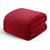 Exclusivo Mezcla Fleece Bed Blanket King Size, Super Soft and Warm Blankets for Couch, Sofa and Bed Waffle Textured, Cozy, Fuzzy and Lightweight (Deep Red, 90x104 Inches)