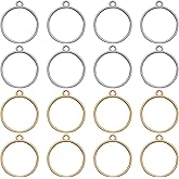 Huwujiu 60pcs Round Open Back Bezel Round Frame Pendants Bezel Blank Trays Open Back Frame with 1 Loop for Jewelry Making,Pressed Flower,DIY Crafts Supplies,Resin Earrings Necklace
