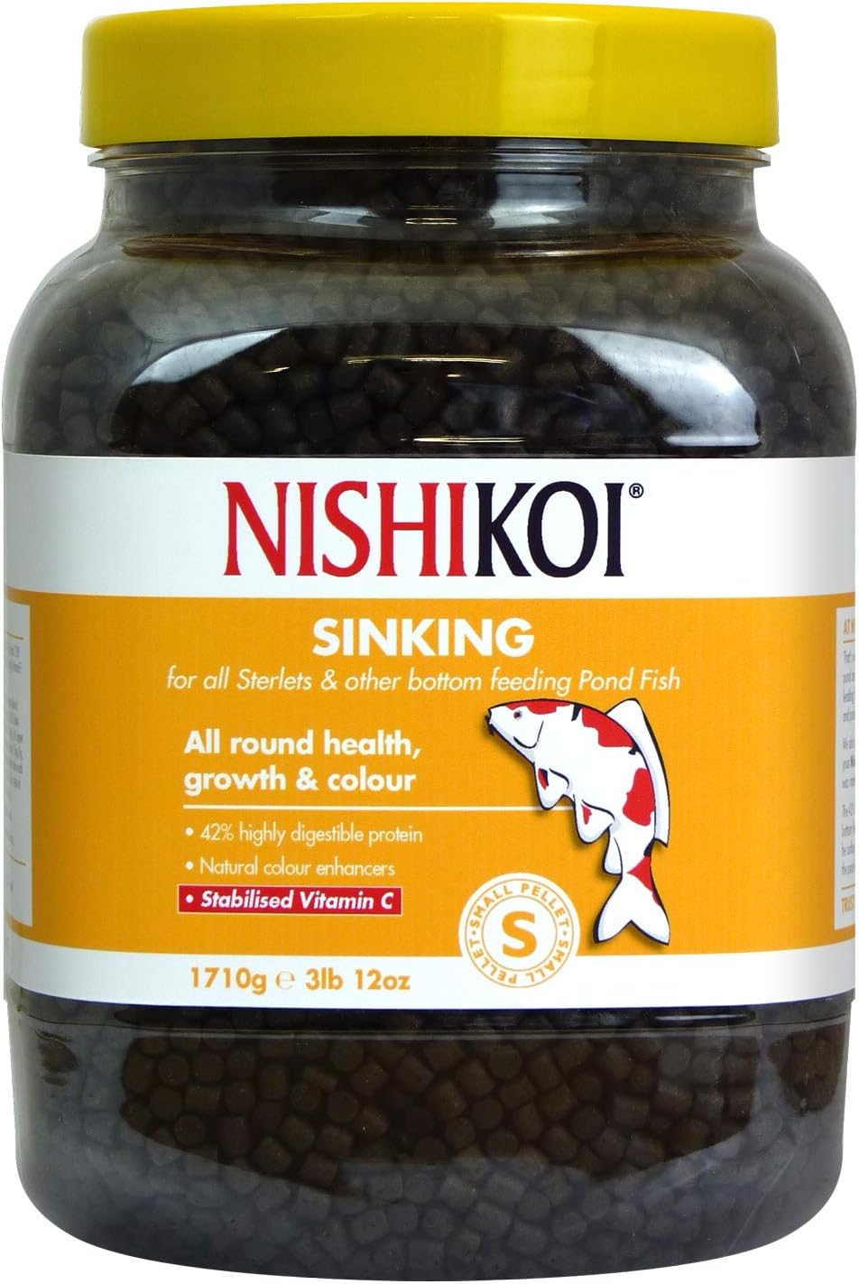 Nishikoi Sinking Food for Bottom Feeding Pond Fish - Small Pellets - 1710g, 1.71 kg (Pack of 1)