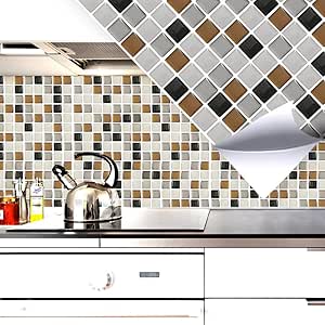 Kit de 4 25,3 x 25,3cm grandora Mosaico 3d Adhesivo de azulejo w5286