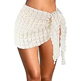 Geyoga Women Sarong Coverup Waffle Short Bathing Suit Wrap Swimsuit Bikini Skirt Beach Women Wrap Tie Front Cover up