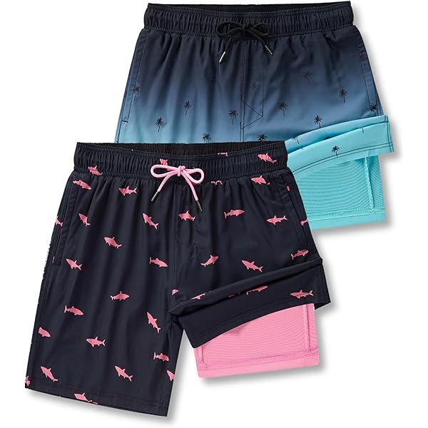 SUNDAY ROSE 3 Pack Mens Swim Trunks With Mesh Lining Quick Dry Swim Shorts Bathing Suit For Men, Black Green, Small - View #2