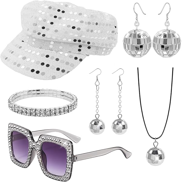 Amazon.com: XEPST 4 PCS 70s Disco Costume Accessories Set  display picture 1