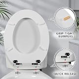 Angel Shield White Wooden Toilet Seat with Adjustable Soft Close Hinges view 4