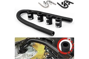 Flexible Radiator Hose 48” Stainless Steel Universal Coolant Water Hose Kit With 4Pcs Chrome Caps REENKEY (Black)