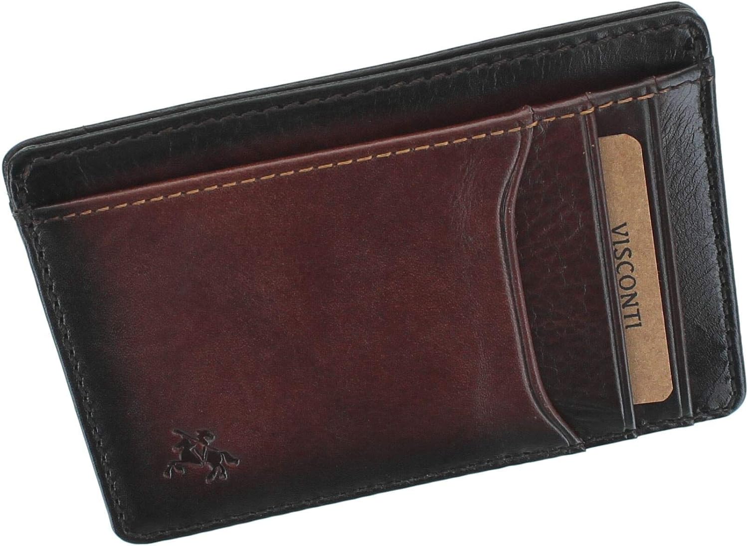VISCONTI Atelier Collection Madison Leather Card Holder RFID Blocking AT67 Burnished Tan
