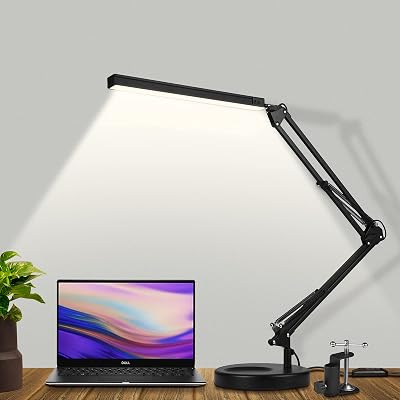 SKYLEO LED Desk Lamp with Clip and Base - 12W, 3 Modes x 10 Levels, USB