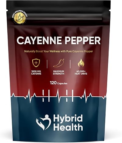 Mystic Nature Cayenne Pepper Capsules 1000MG 120 Vegan Non-GMO