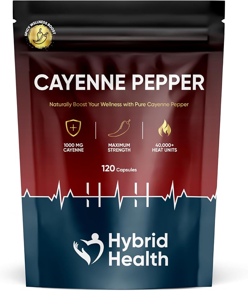 Mystic Nature Cayenne Pepper Capsules 1000MG 120 Vegan Non-GMO