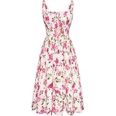 SCARLET DARKNESS Women's Floral Midi Dress Corset Sundresses 2026 Summer Spring Vacation Milkmaid Dresses