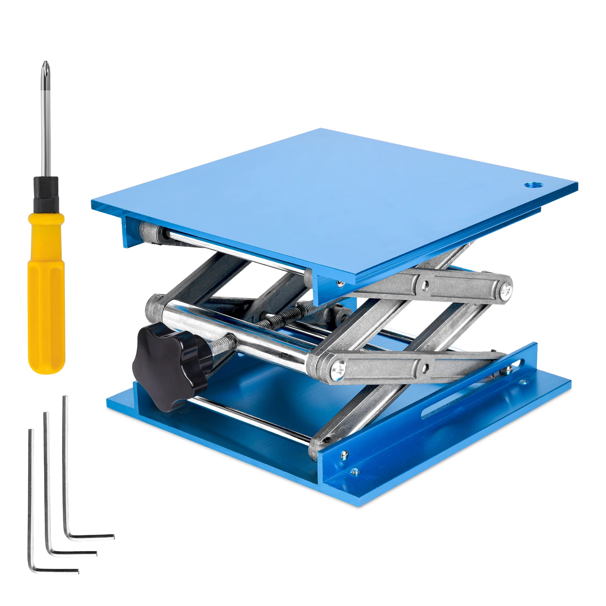 Photo 1 of LABALPHA Lab Jack Stand 20x20cm/7.87x7.87 inch Aluminum Oxide Alloy Lifting Stand Platform Lab Jack Scissor Stand Platform