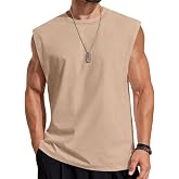 COOFANDY Mens Sleeveless Shirts 100% Cotton Workout Tank Tops Cut Off Shirts Gym Muscle Loose Fit Tee