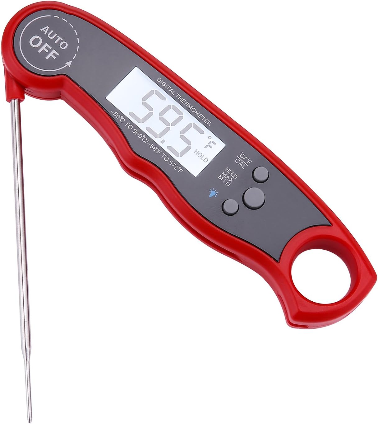 Szaerfa Digital Waterproof Meat Thermometer Instant Read With Probe & Blacklight for Grilling BBQ Water Milk Bathing (Red)
