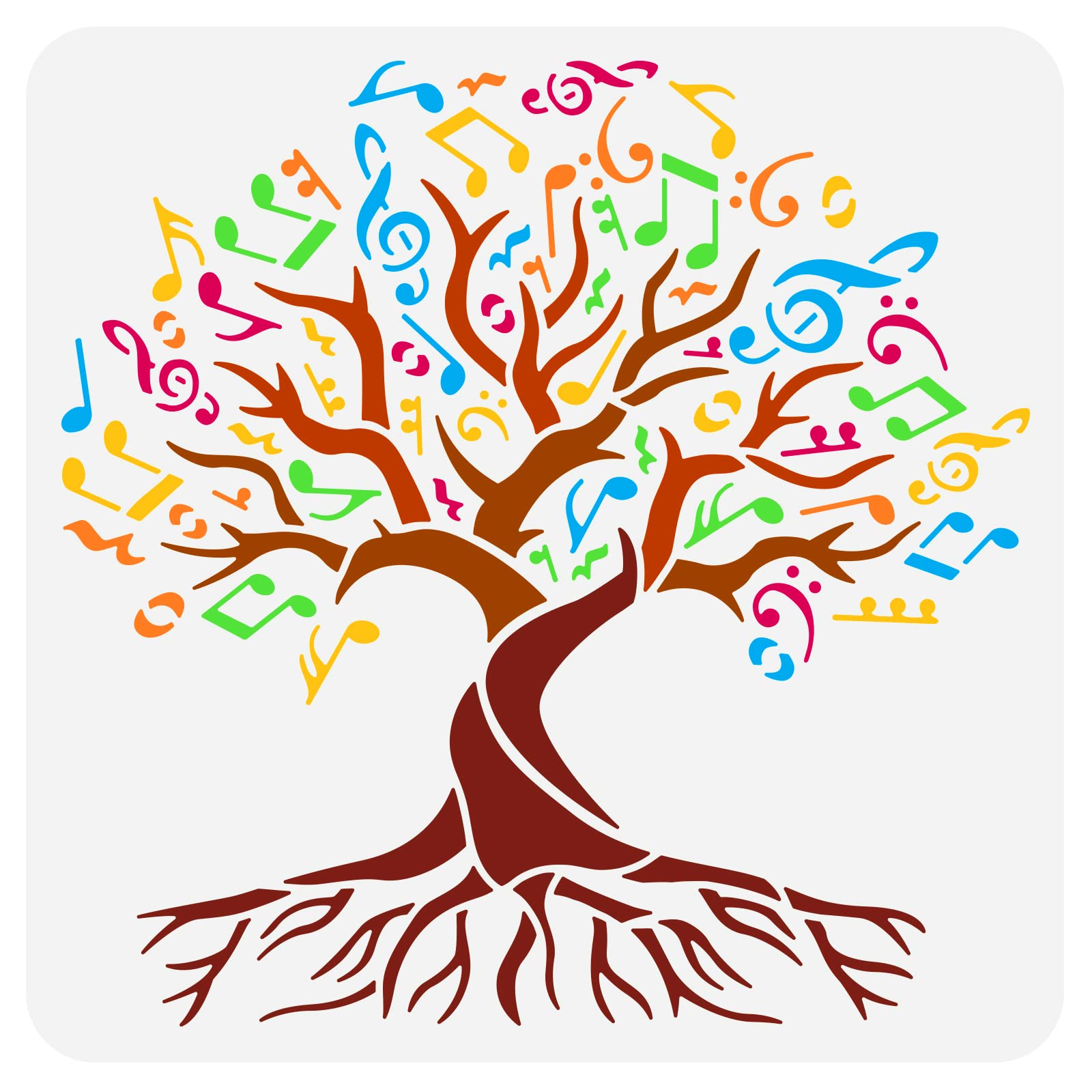 BENECREAT Tree of Life Pattern Stencil, Music Symbol Leaves Tree Templates Drawing Painting Stencils for Painting on Scrapbook Card Wood Floor Wall Fabric, 30x30cm