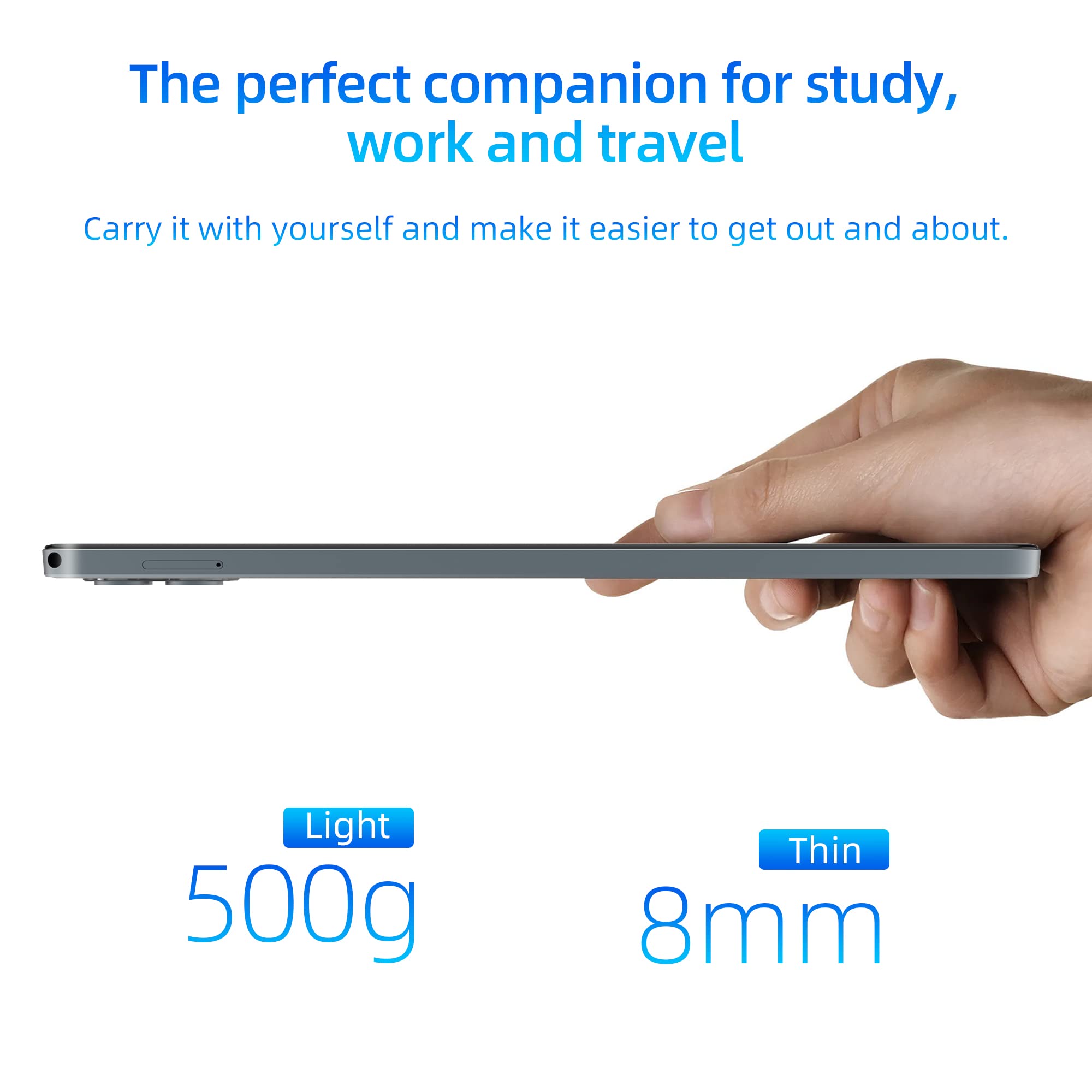jumper 10 Inch Tablet, Android 12 Tablets with 2.0GHz Octa-Core Processor, 8GB RAM 128GB Storage, Full HD IPS Touch Screen, 13+5MP Dual Camera, Dual Speakers, 6000mAh Battery, Bluetooth5.0, GPS.