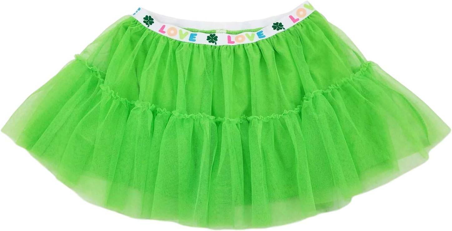 Amazon.com: Girls Neon Lime Green Tulle Tutu Love Clovers St. Patrick's Day Skirt XL (14-16 