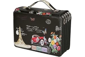 Lbxgap Portable Colored Printing Pattern Red Car Pencil Case 250 Slots Pen Pencil Bag Organizer with Handy Wrap Portable- Multilayer Holder for Prismacolor Crayola Colored Pencils