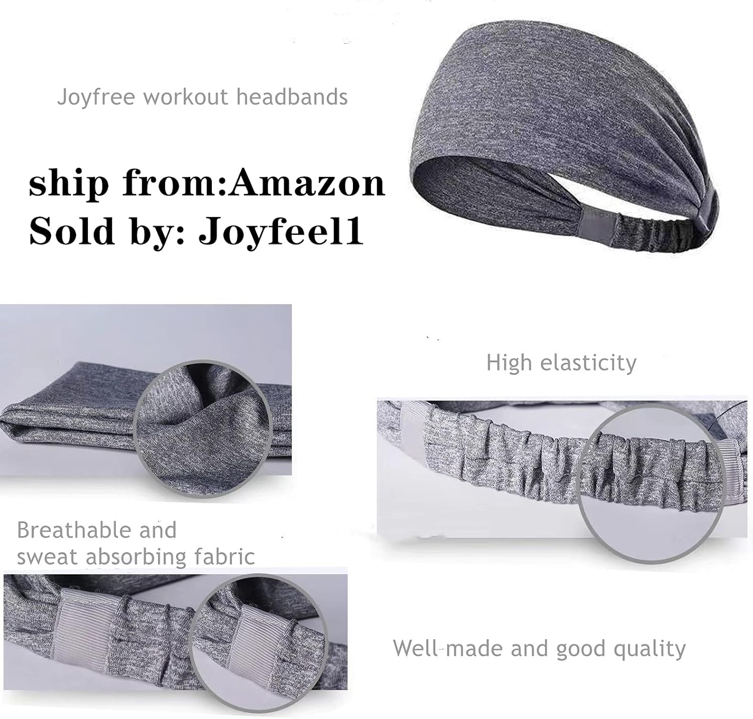 Joyfree Workout Headbands for Women Men Sweatband Yoga Sweat Bands Elastic Wide Headbands for Sports Fitness Exercise Tennis Running Gym Dance Athletic : Sports & Outdoors