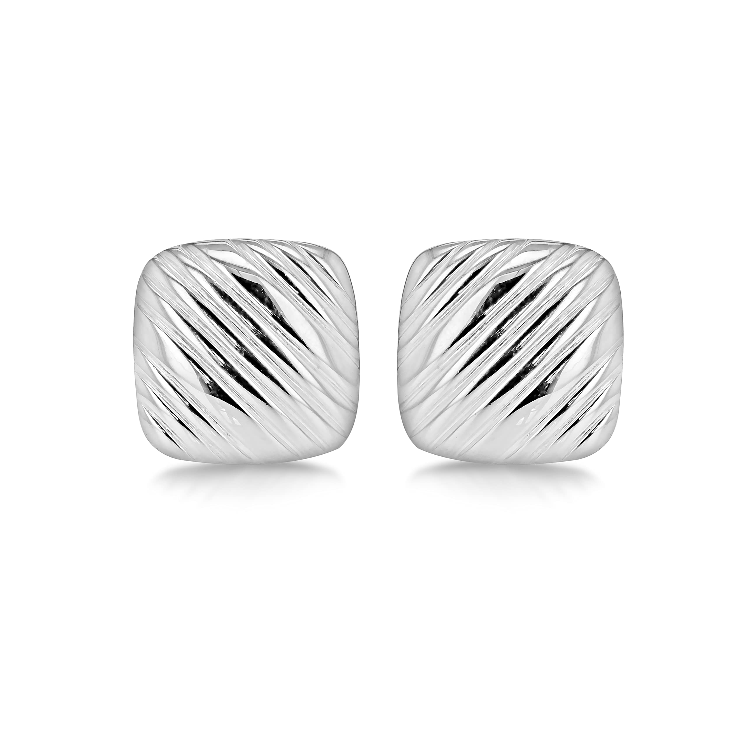 Tuscany Silver Men's Sterling Silver Ribbed Square Cufflinks