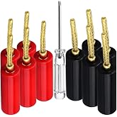 Flex Pin Banana Plugs for Speaker Wire,Speaker wire Connector Pin Plug Type | 5 Pairs 24K Gold Plated Insulated for Spring-Loaded Banana Jack speaker Terminals ,Support 12 AWG to 20 AWG Wires