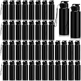 Domensi 50 Pieces Reusable Plastic Water Bottles Bulk, Solid Black | 17 oz Sports Adults Large Water Bottles ,with Leak Proof Flip Top ,for Gym Office Travel Use