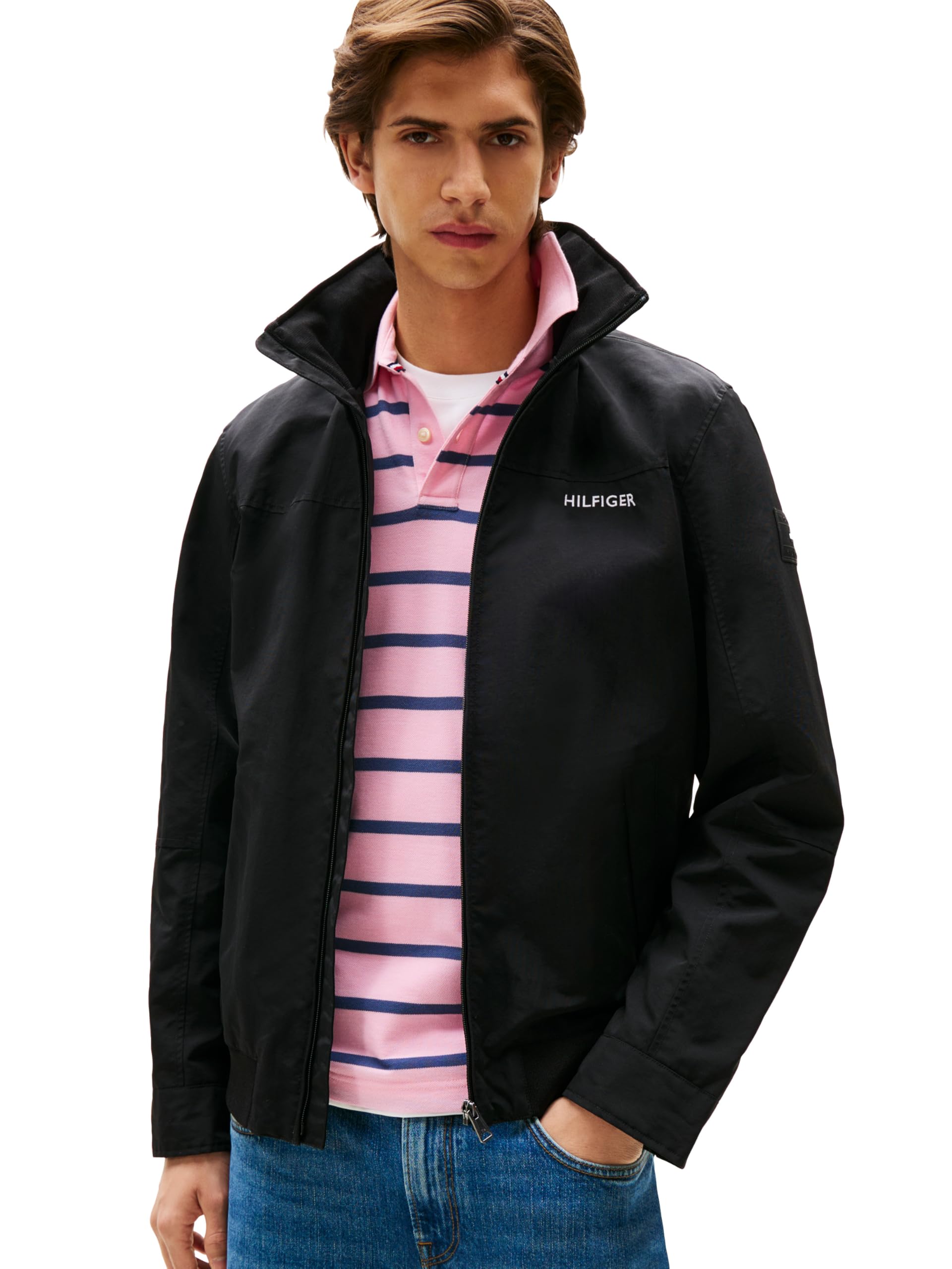 Tommy Hilfiger Men's Lightweight Waterproof Regatta Jacket,Black Medium Image
