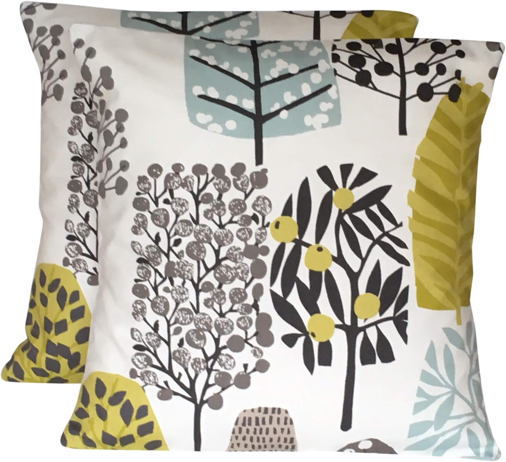 CUSHIONS2U2 x 16 (40cm x 40cm) Scandi Style Trees Lime Green Grey Blue Charcoal Cushion Covers