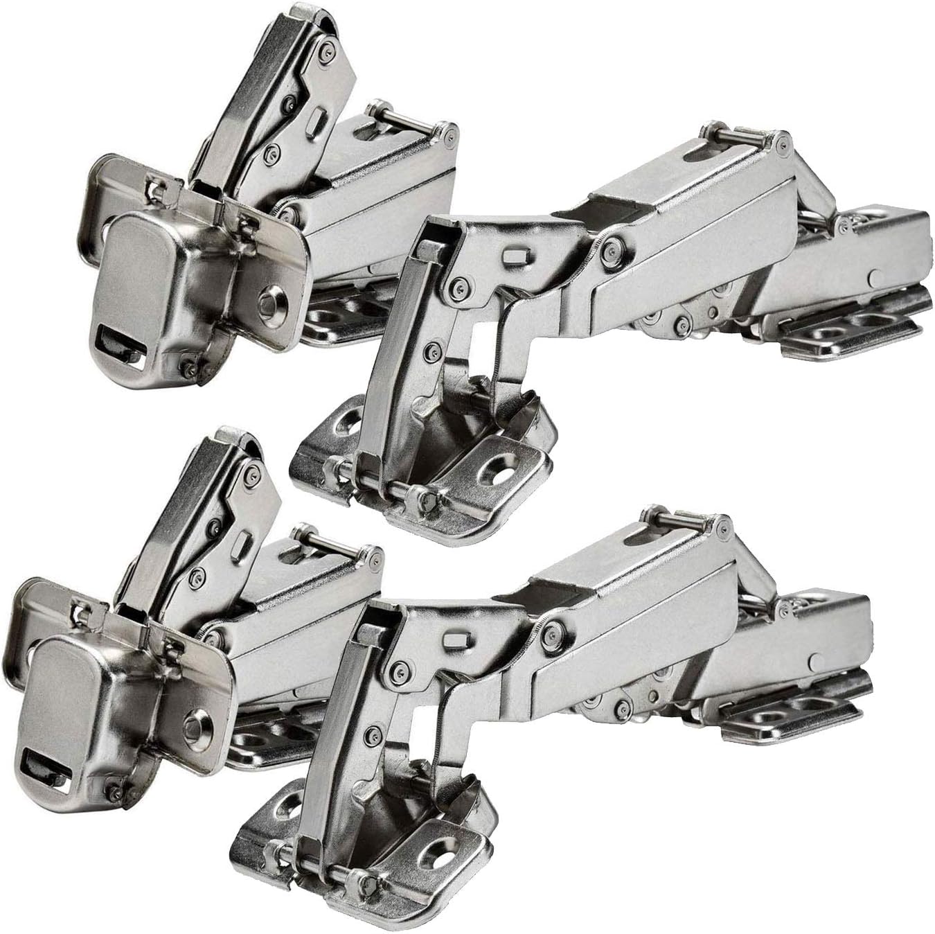 TamBee 175 Degree Hinges Frameless Cabinet Doors Hinges Hydraulic Adjustable Mounting Hinges Soft Closing Nickel-Plated Steel Buffer Dampers for Wardrobe,2 Pairs (Full Overlay)